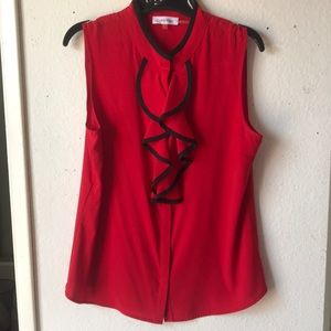 Calvin Klein red sleeveless blouse